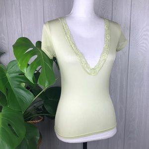 Victoria’s Secret green sheer plunge v-neck lingerie sleepwear top